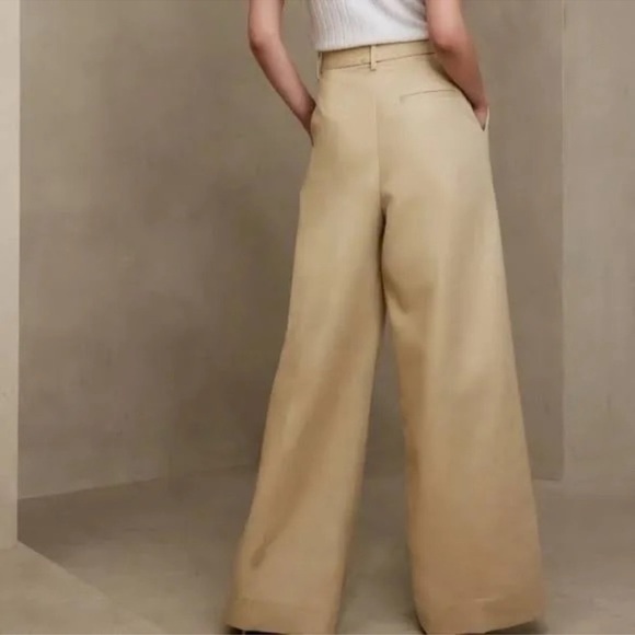 Banana Republic Cruise Wide Leg Pant High Waisted Maverick Tan Women’s 2 Petite - Picture 3 of 13